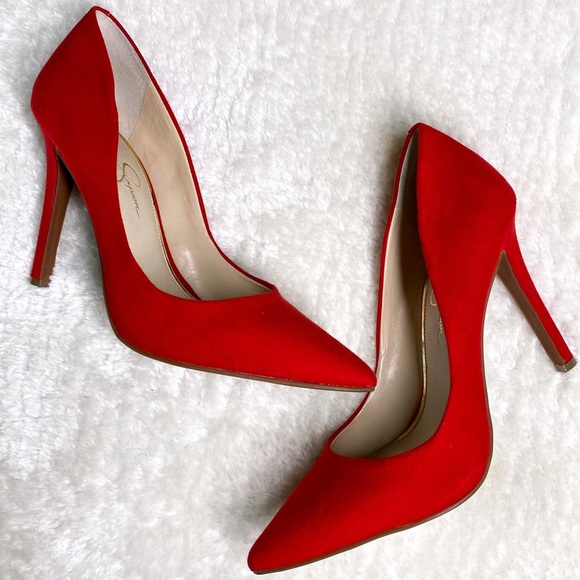 Jessica Simpson Red Velvet Heels 10 - Picture 1 of 6